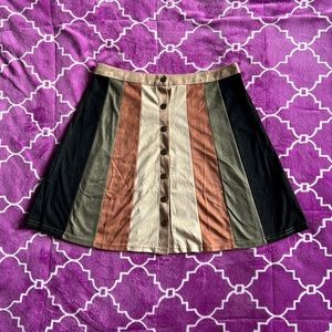 Suede Button Skirt